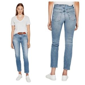 AG Adriano Goldschmied Saige High Rise Straight Leg Jean Medium Wash Sz 31 NEW